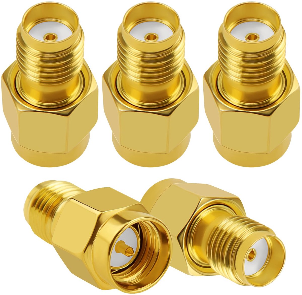5 Stuks SMA Male naar Female Adapter, Coaxiale Coax Connector voor WiFi Antenne, FPV, Bril, Router