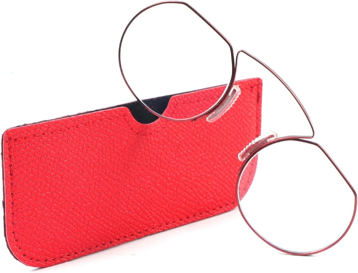 Ronde leesbril Nose Clip Mini Draagbaar Heren Dames met Brillenkoker