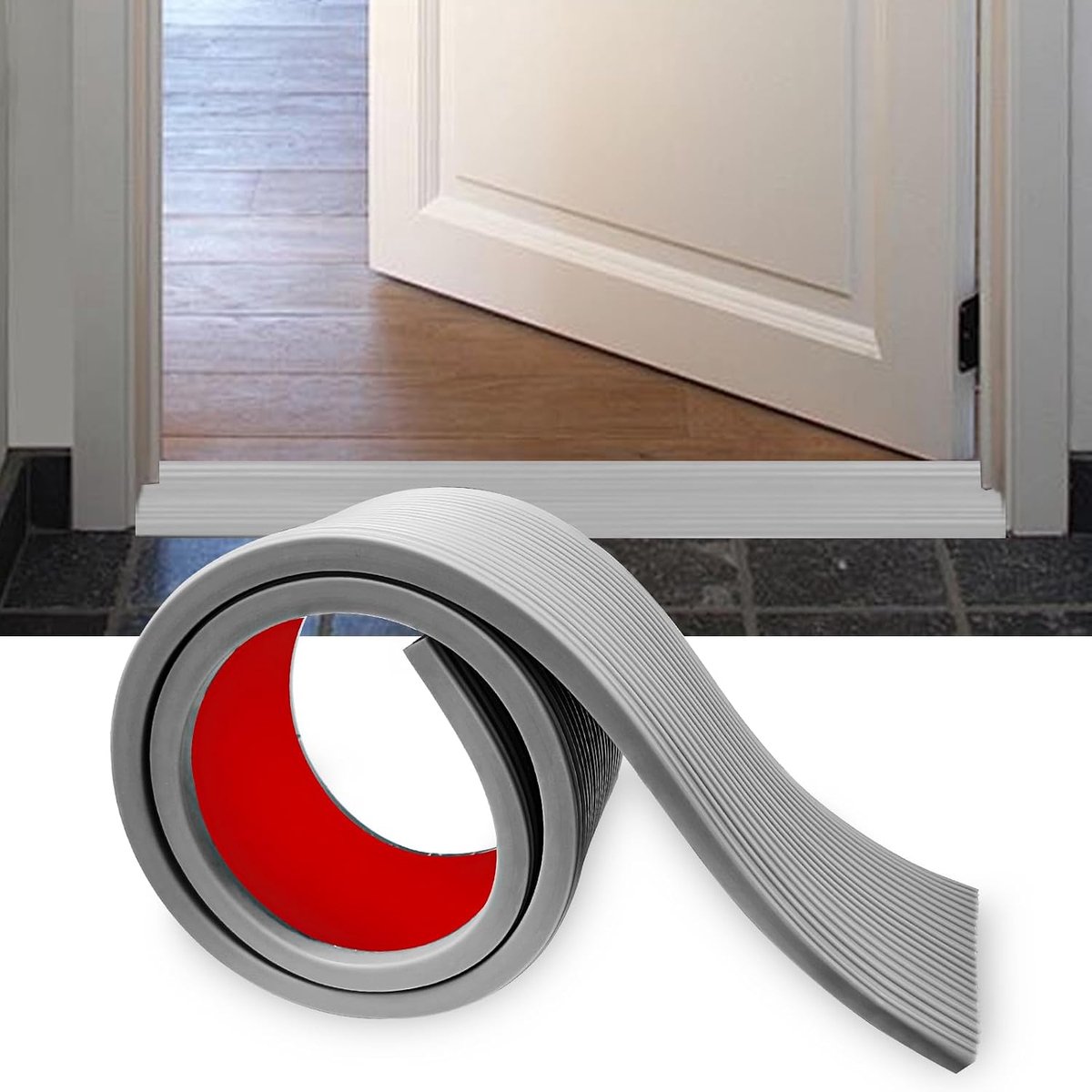 1M x 8cm x 2,5cm, belastbaar tot 800 kg, Zelfklevende Rubberen Drempelramp, Voor 2,5cm Hoogteverschil Deurdrempel, Geschikt voor Rolstoel, Kinderwagen en Zuigrobot (Grijs)