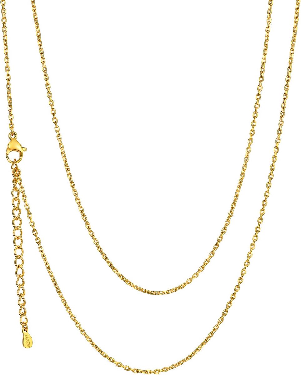 Roloketting voor dames, ankerketting, 1,4/2 mm breed, halsketting, roestvrij staal, fijne schakelketting in zilver/goud/roségoud/zwart, eenvoudige ketting, roestvrijstalen ketting