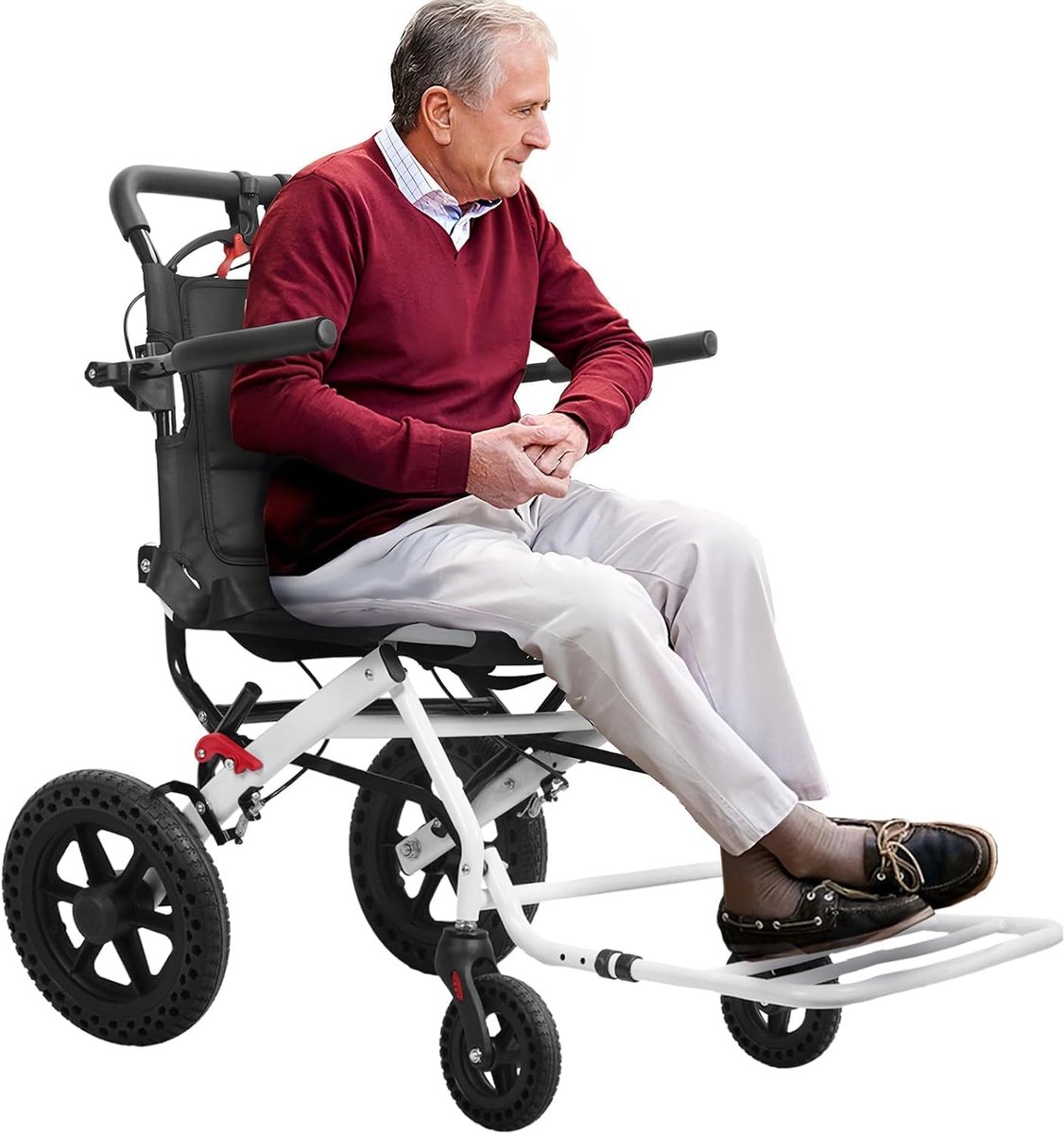 Transportrolstoel voor volwassenen (18,2 lbs) - Opvouwbaar, draagbaar met vergrendelingsremmen, 230 lbs capaciteit | Silla de Ruedas para Adultos