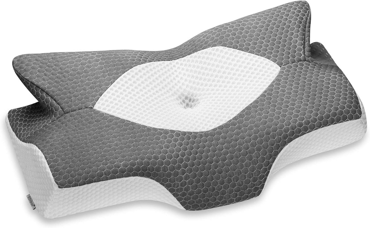 Cervicale Contour Memory Foam Kussensloop Vervangbare Kussensloop (Donkergrijs, Kussensloop-64 x 33 x (12.5/10.5) cm)