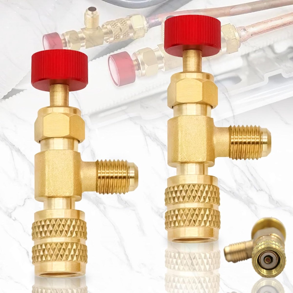 2 stuks veiligheidsventiel vloeistofadapter, R410A R22, koelmiddelregelventiel, airconditioningkoelventiel