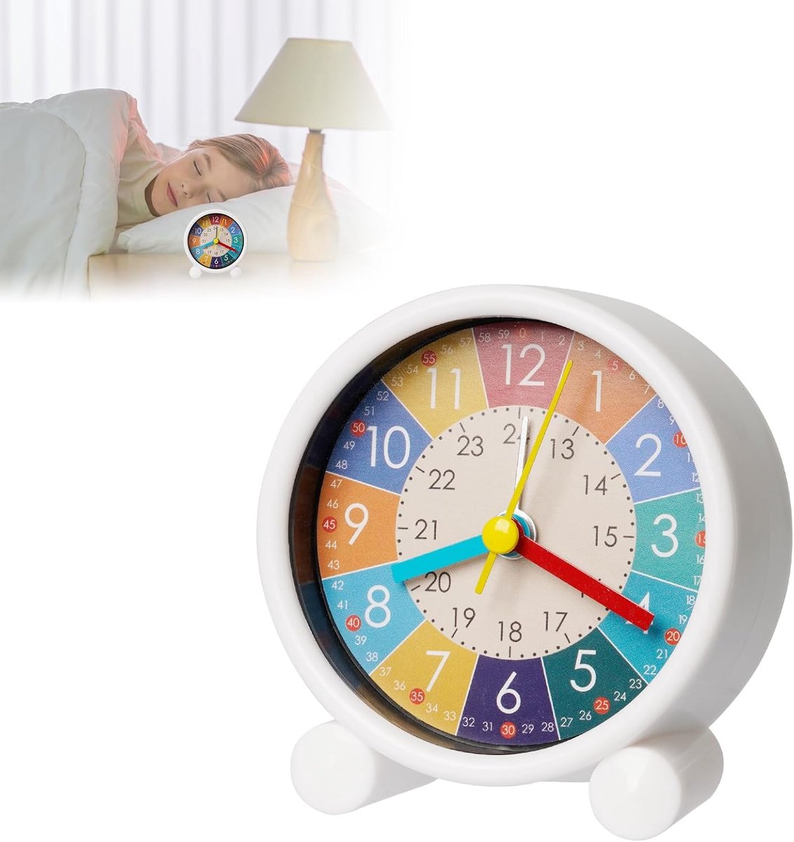Wekker, Kinderwekker, Digitale Wekker Zonder Tikken, Leerwekker, Kinderhorloge, Kinderklok, Analoge Wekker voor Jongens en Meisjes