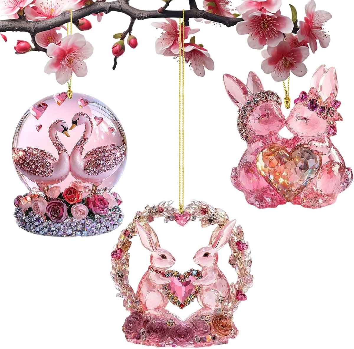 3 stuks paasdecoratie om op te hangen, decoratieve hanger, paasdecoratie, haas, paasdecoratie, paasdecoratie voor Pasen, feest en paasgeschenken (B)