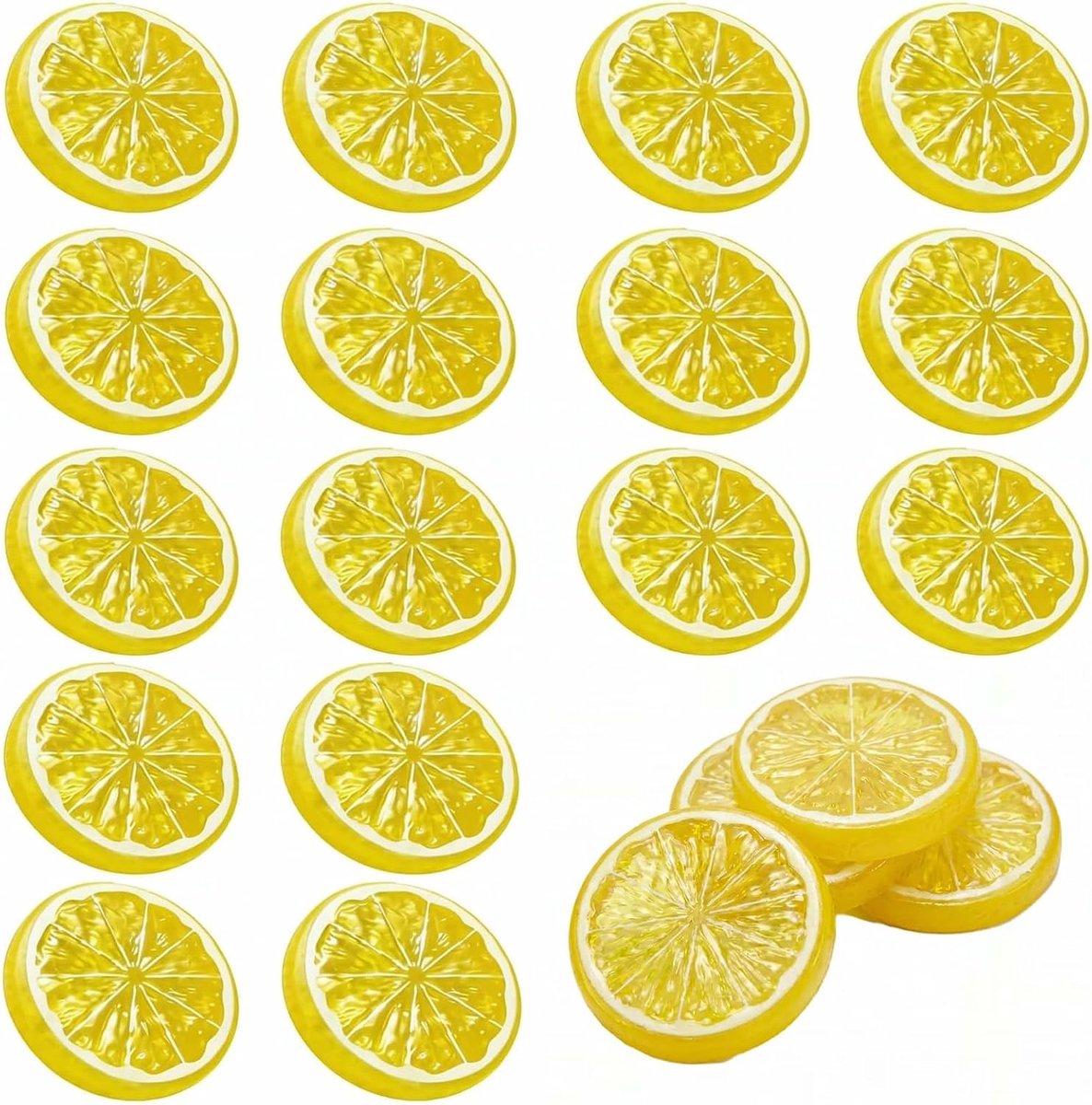 20 Stuk Kunstmatige Citroenschijven van Transparante Hars | Realistisch fruit uiterlijk voor zomerfeesten, waterbestendig en herbruikbaar voor vazen, dranken en tafeldecoratie