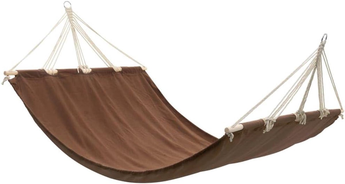 Grote hangmat - Dubbele hangmat - Ontspannen buiten - Met houten stang - 210 x 150 cm - Bruin