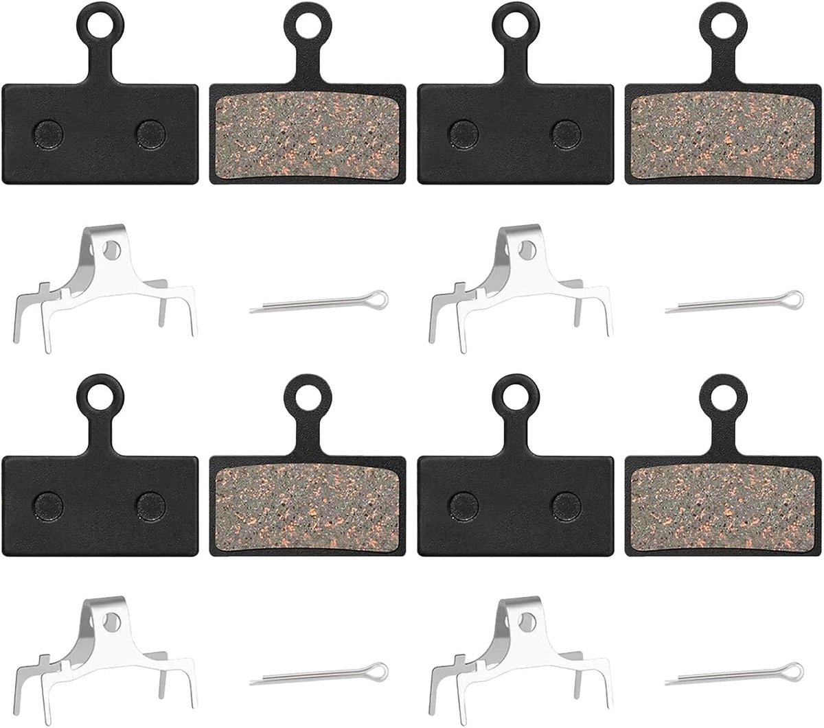 4 paar fietsremblokken voor Shimano M9000, M9020, M988, M960, M8100, M785, M7100, M675, M666, M6000, M615, S700, CX77, RS785 enz., schijfremblokken Metal metal for MTB, E-fiets, racefiets en trekking