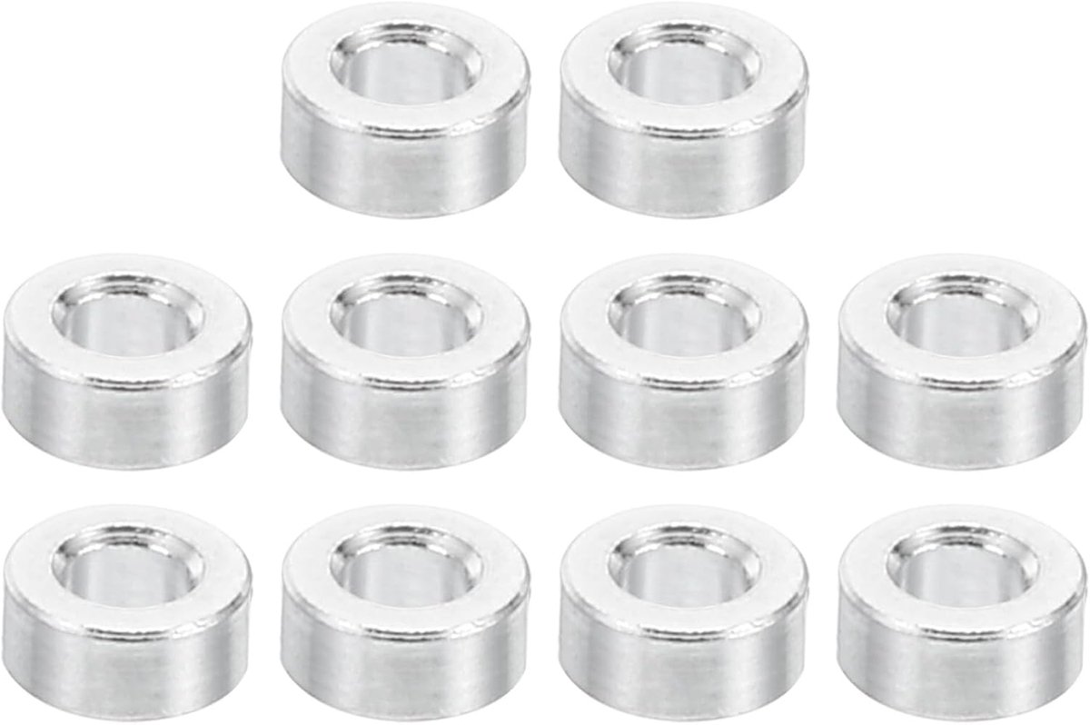 Aluminium afstandhouders M2, 10 stuks metalen afstandhouders van aluminium 2,1 mm ID x 4 mm OD x 2 mm L afstandhouder van aluminium voor schroeven M2