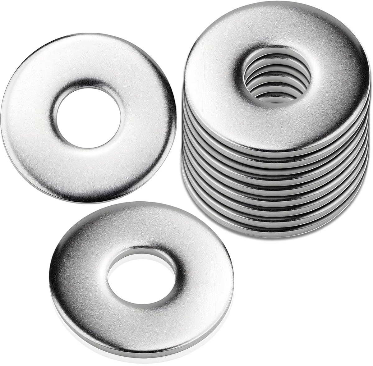 60 stuks sluitringen, M8 x 20 mm, grote sluitringen, roestvrij staal, A2, V2A, carrosserieringen, platte sluitringen, M8 voor schroeven, draadstang, moeren