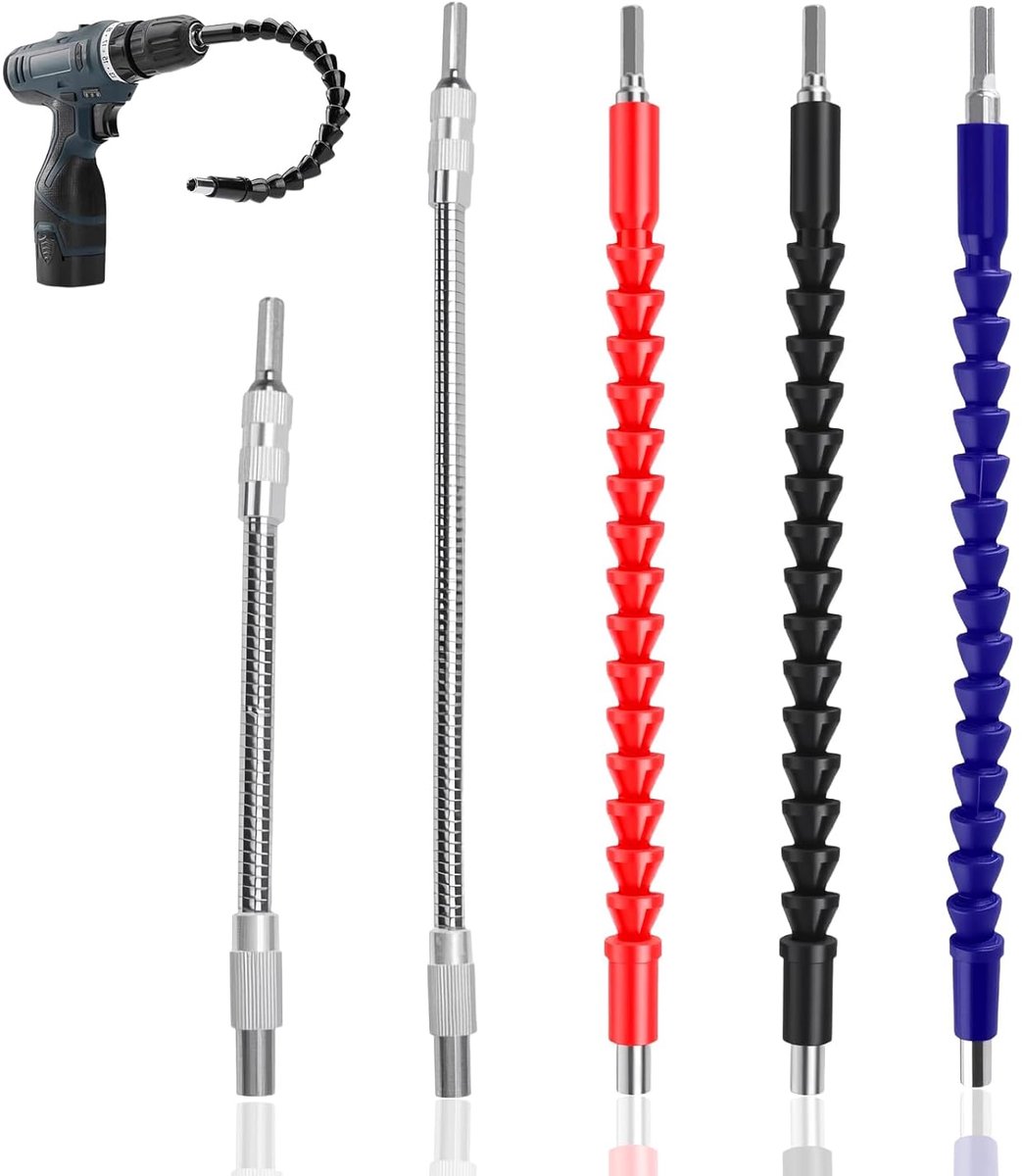 5 stuks flexibele as, buigzame as voor boormachine, flexibele verlenging, flexibele schachtbit, 1/4 inch, hex-schacht-boorverlenging voor elektrische boormachines, schroevendraaier