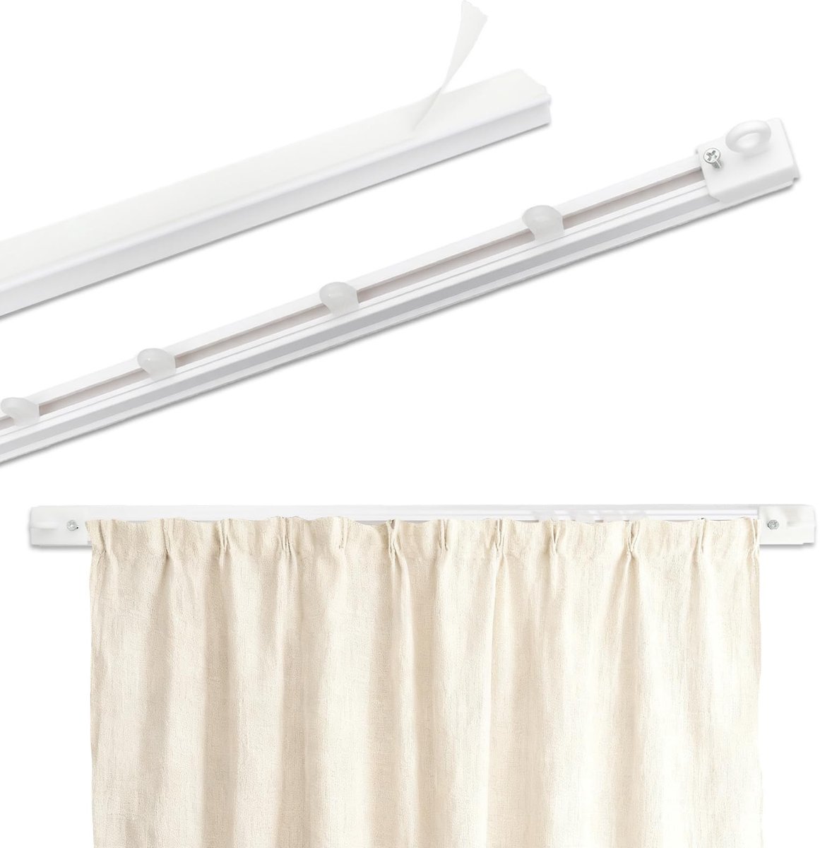 Gordijnrails 40 cm - Wit - Zelfklevend - Voor plafondgordijnen - SnelShoppen