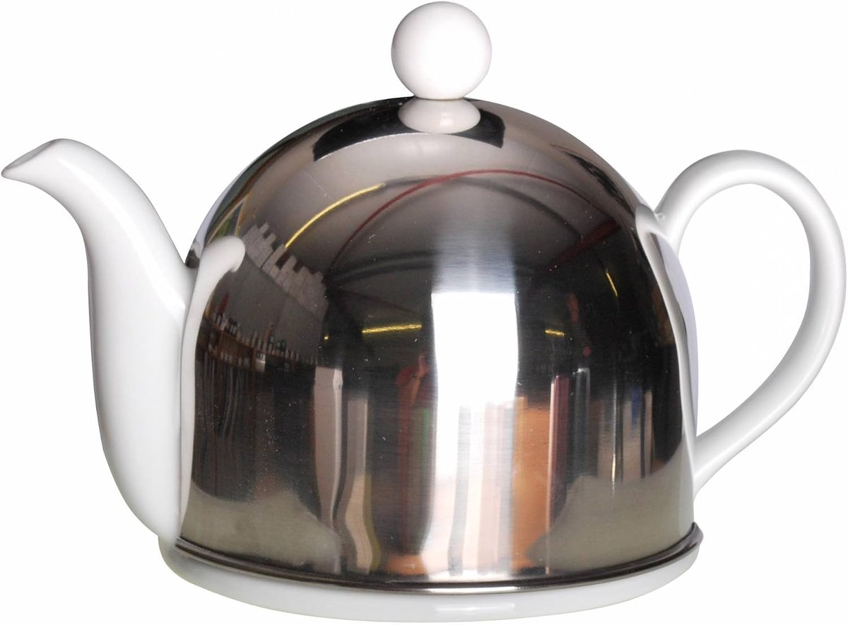 Witte theepot met geïsoleerde deksel 0,8l