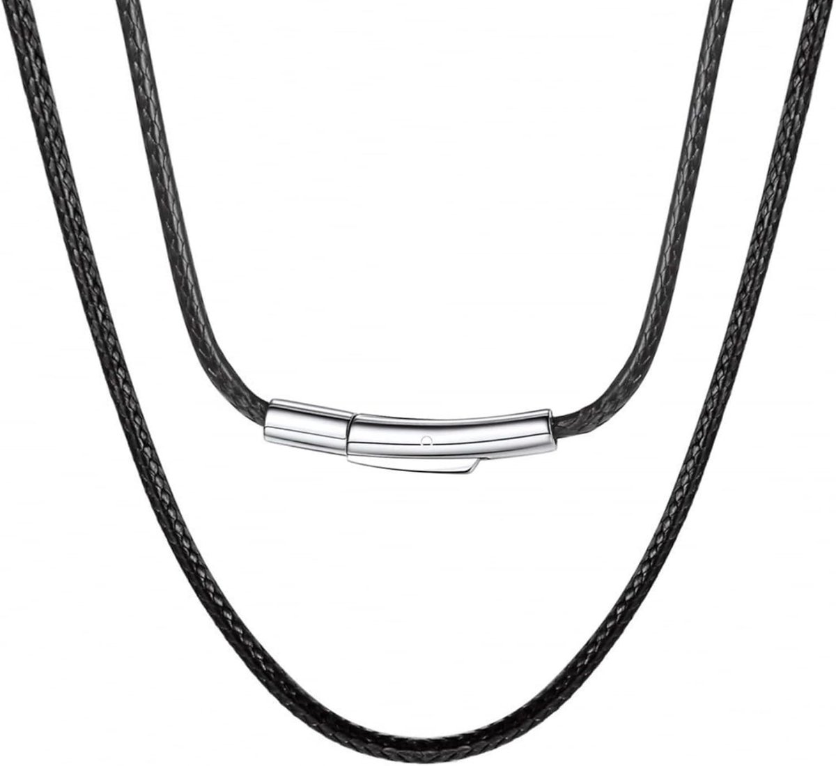 2/3 mm leren ketting heren kunstleer halsketting zwart/bruin beschikbaar dames lederen ketting met roestvrijstalen gesp gevlochten halsketting 46-76 cm voor doe-het-zelf hangers sieraden