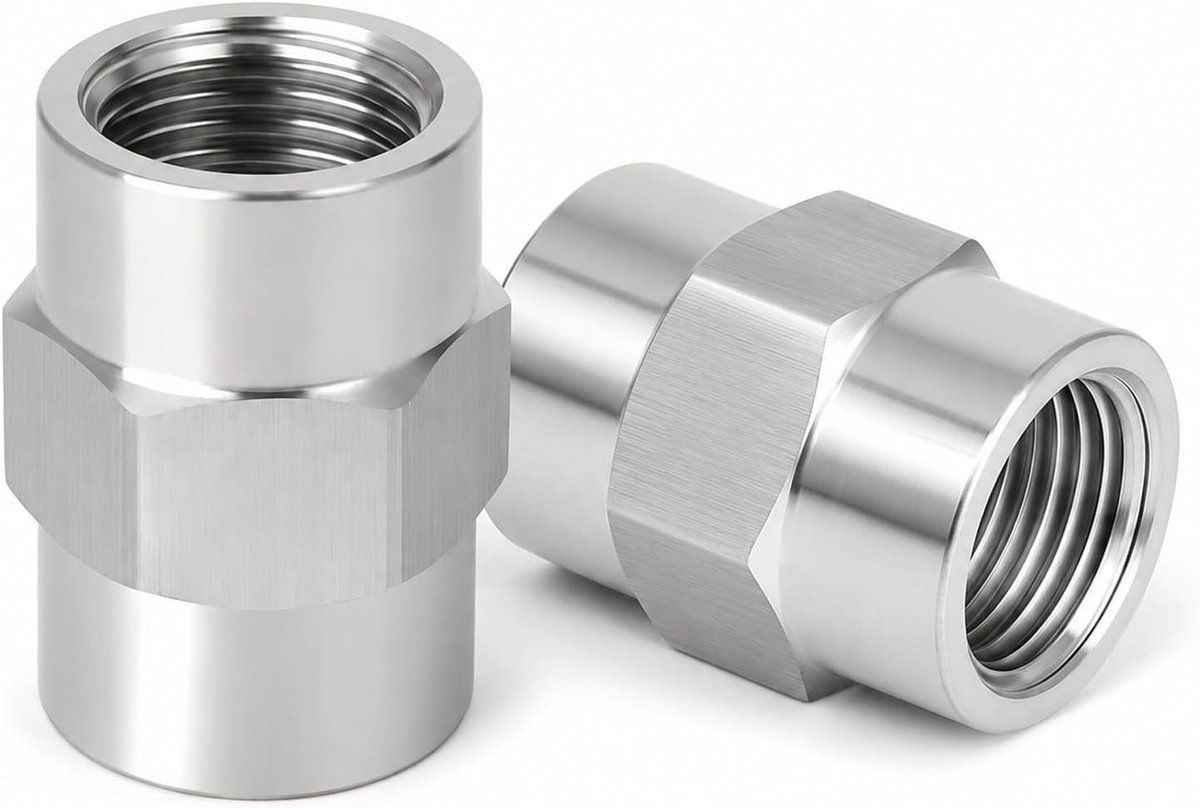 2 stuks dubbele nippel 1/2 inch, roestvrijstalen 1/2 inch IG/IG, doucheslangadapter, 1/2 inch roestvrijstalen huls, dubbele aansluitnippel voor buisaansluiting, industrie, water