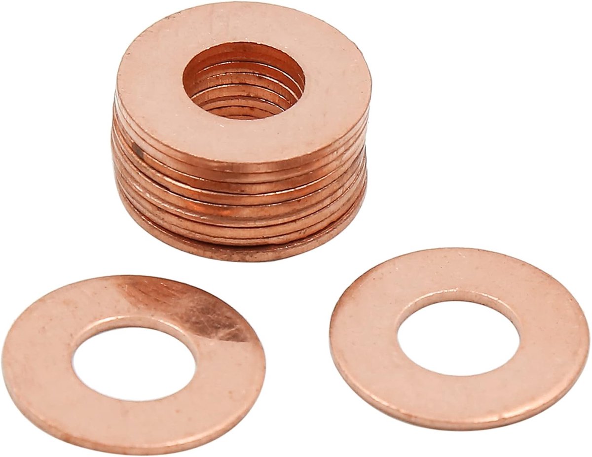 Sourcing map 10 stuks sluitringen van koper, platte afdichting, 8 mm binnendiameter