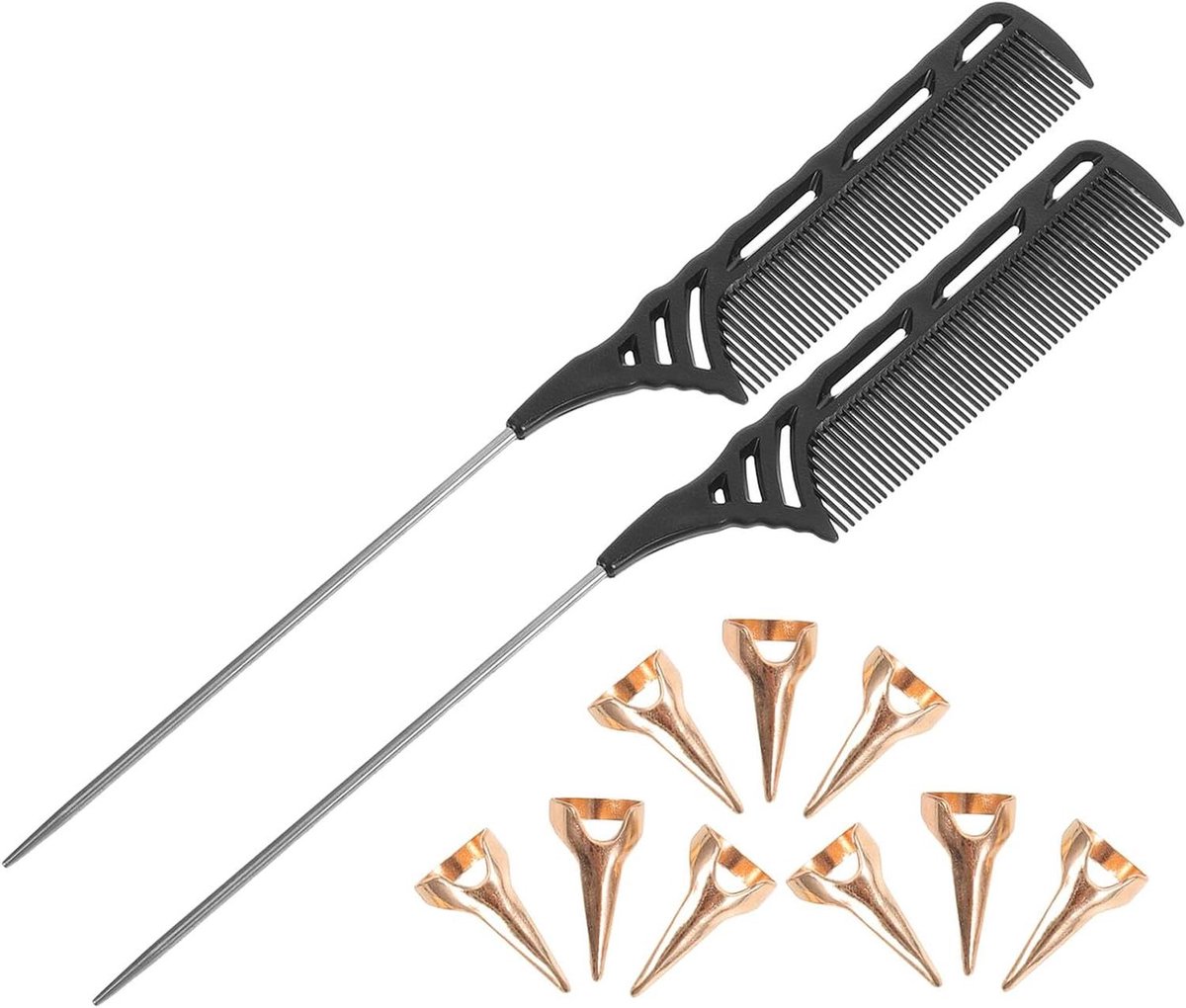 Rattenstaartkammen Set - Haarstyling Kam - Professioneel Haar Vlechten - Hittebestendig Stalen Pinnen - 3 x 1.7 x 1.7 cm