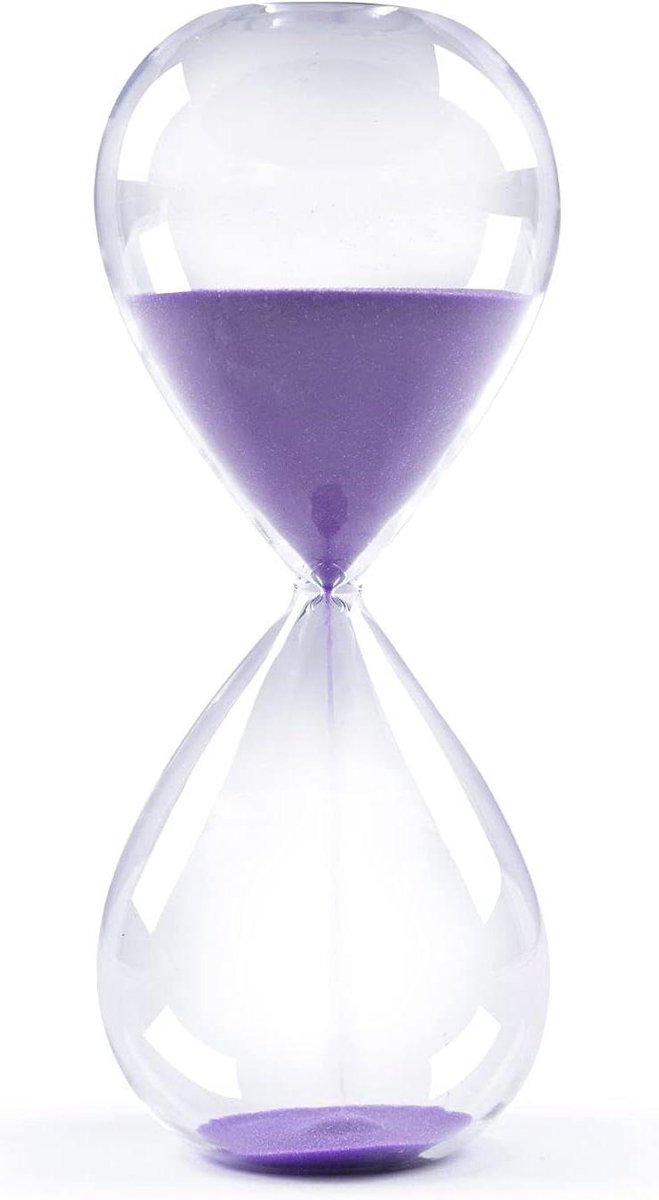 Zandloper 15 Minuten - Tijdmeter Glas - Koken en Timen - Mondgeblazen Glas - 16.5 cm Hoog - Paars