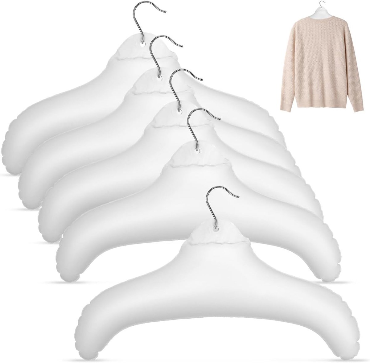5 stuks draagbare opblaasbare kleerhangers opvouwbare reishangers van pvc voor camping, hotel en onderweg antislip en eenvoudig op te blazen