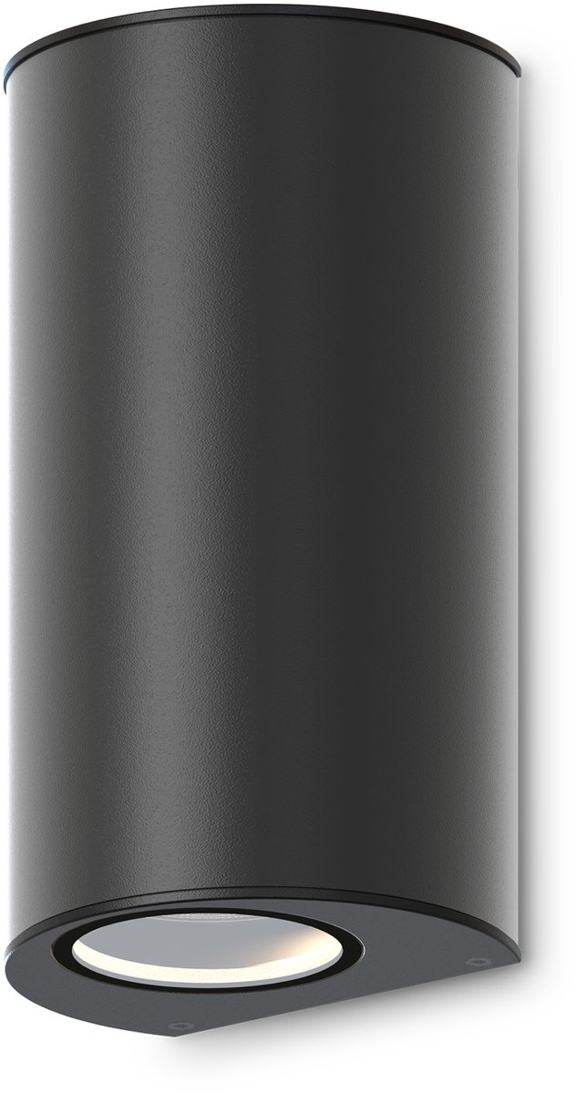 Calex Smart Wandlamp Buiten Zwart - Rond - Up & Downlight - RGB LED Verlichting - Dimbaar - App Bediening - IP54