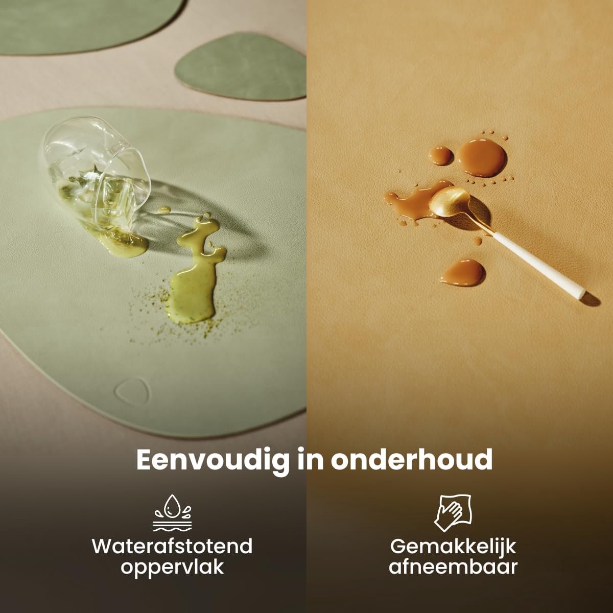 Onderzetters leer 10 cm - donkerbruin - waterafstotend - beschermt je tafel - SnelShoppen