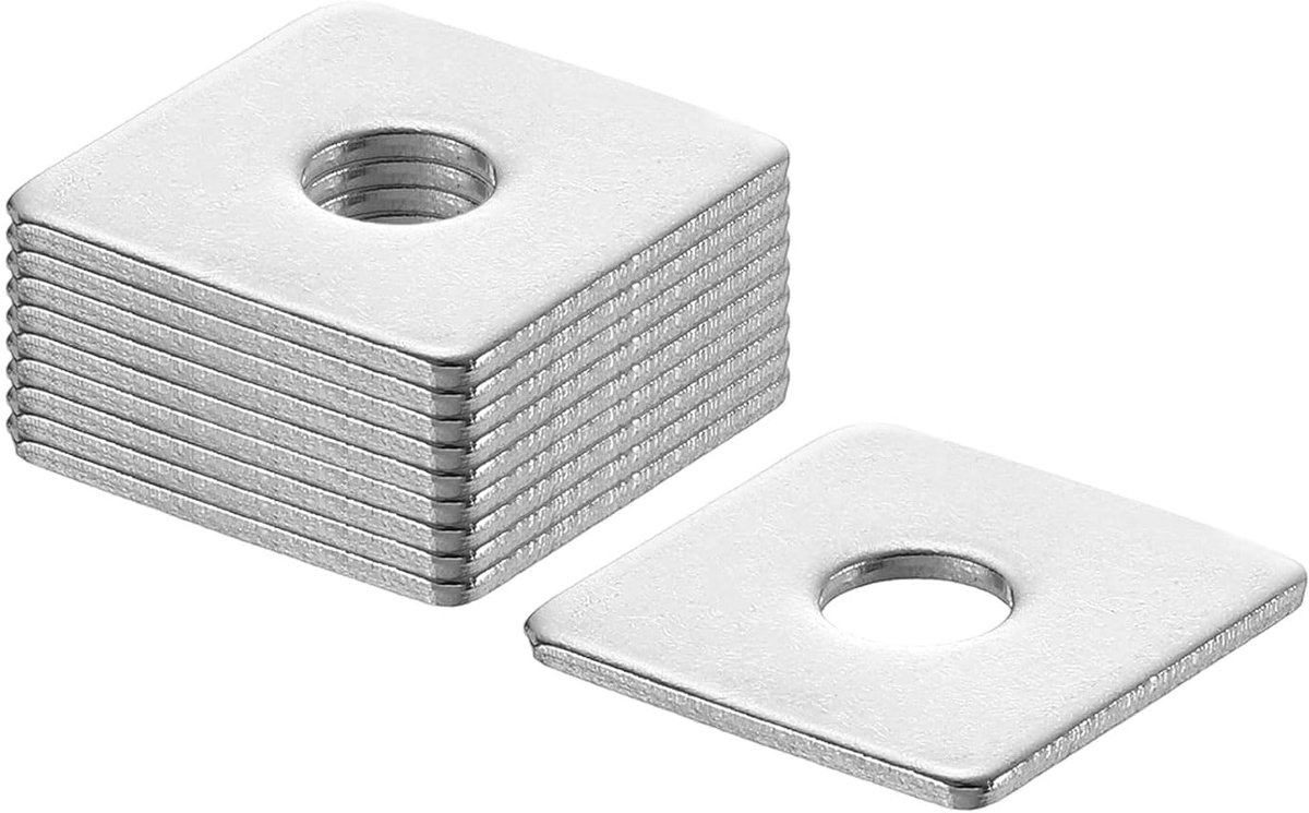 Vierkante sluitringen, M6 x 20 x 20 x 1,5 mm, 304 roestvrij staal, afdichtringen, zilverwit, vierkante schijven, platte sluitringen voor schroeven, moeren, schroefdraadstang