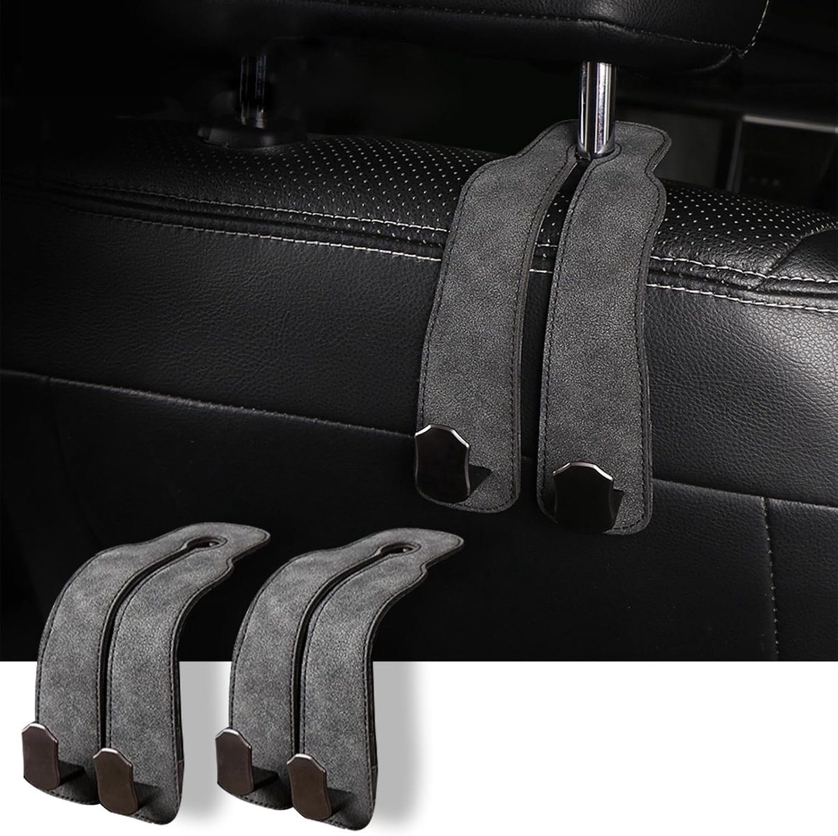 Autohaken, 2 stuks, autostoel, dubbele haak, rughaak, universeel, achterbank, hoofdsteun, autohaakhouder voor boodschappentassen, handtassen, auto-accessoires, interieur, haken,