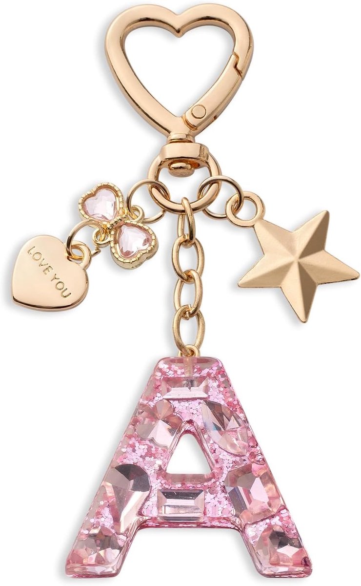 Sleutelhanger letter roze sleutelhanger beginletter met letters voor meisjes vrouwen