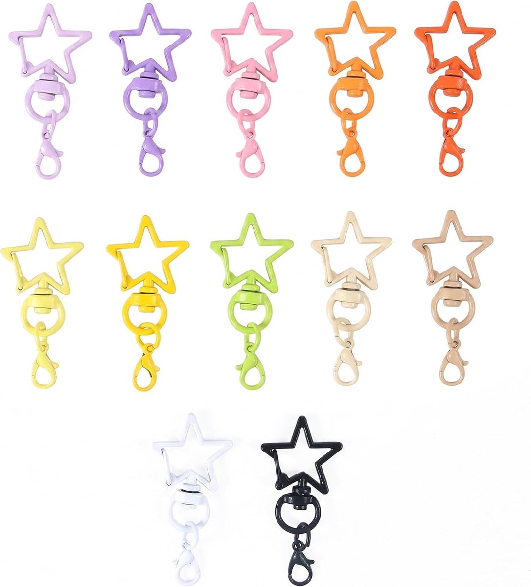 20 stuks karabijnhaken, sleutelhangers, metaal, draaibaar, karabijnsluiting, kleurrijk, organizerbox, sleutelhaken voor tassen, sleutels, doe-het-zelf accessoires en modesieraden