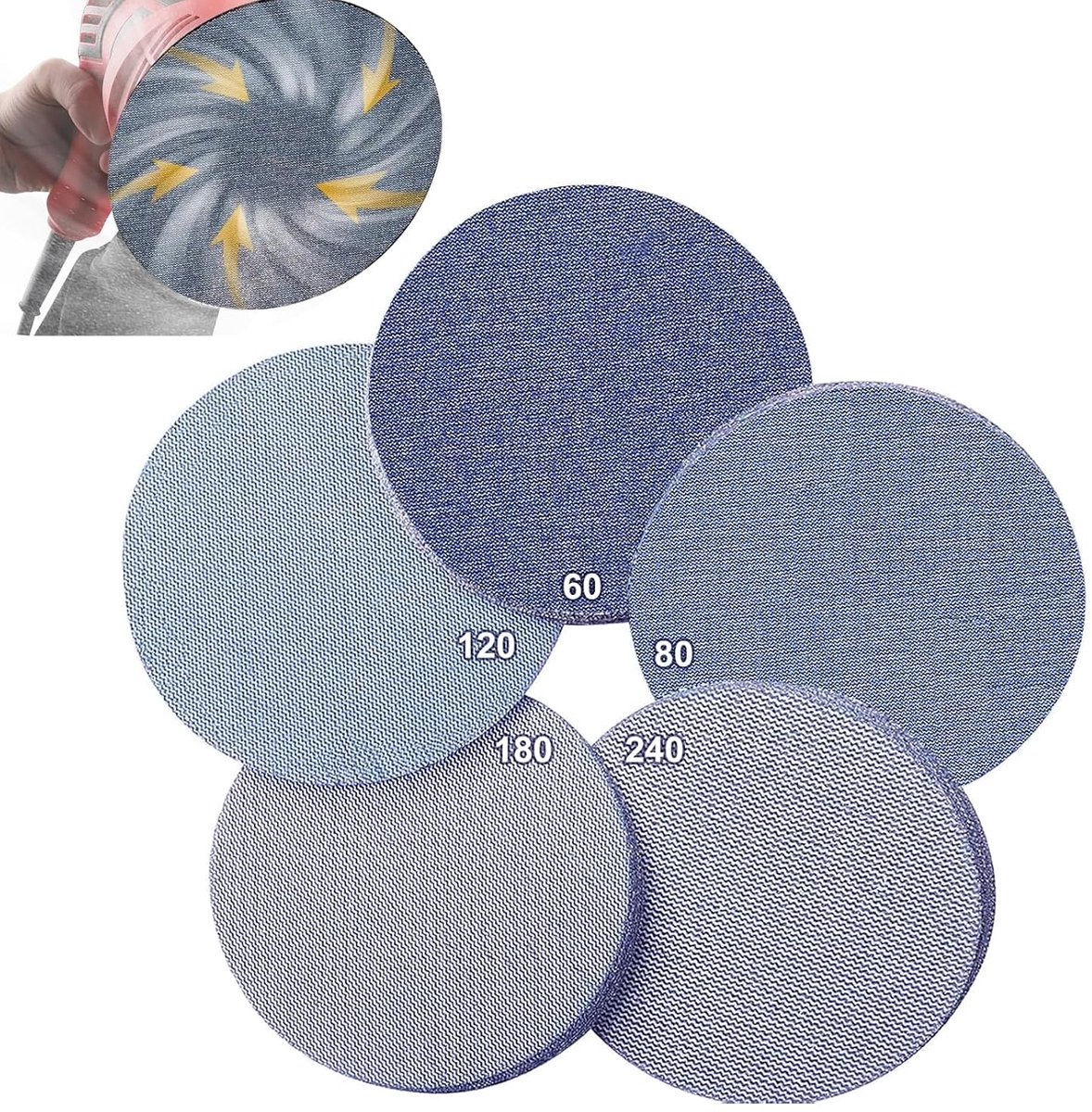 25 stuks schuurroosters 225 mm klittenband schuurpapier net rond | Keramisch schuurrooster korrel 60 80 120 180 240 voor gipsplaten schuurmachine schuurgiraffe lange hals slijpen giraffe