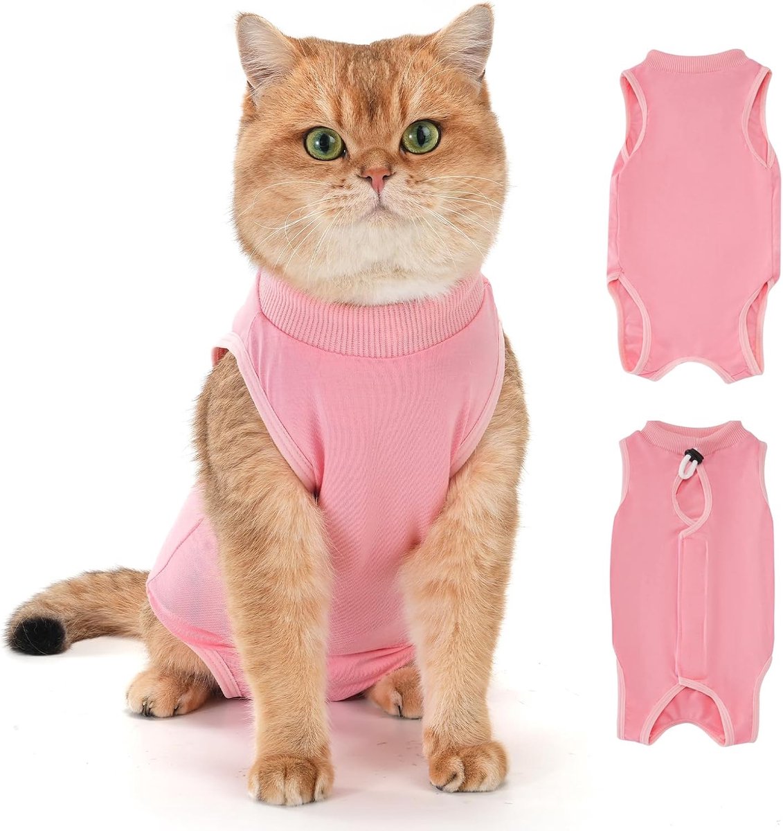 Herstel voor katten na de operatie, mono-ademend, sterktebestrijding voor katten, chirurgische mono-bescherming, roze (M)