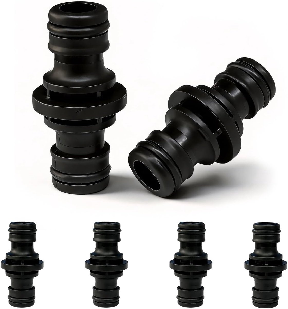 1/2 inch slangverbindingsset, duurzame dubbele PP-slangkoppeling voor het verlengen en repareren van tuinslangen, compatibel met snelsluitsystemen, tuin- en autowassen, zwart