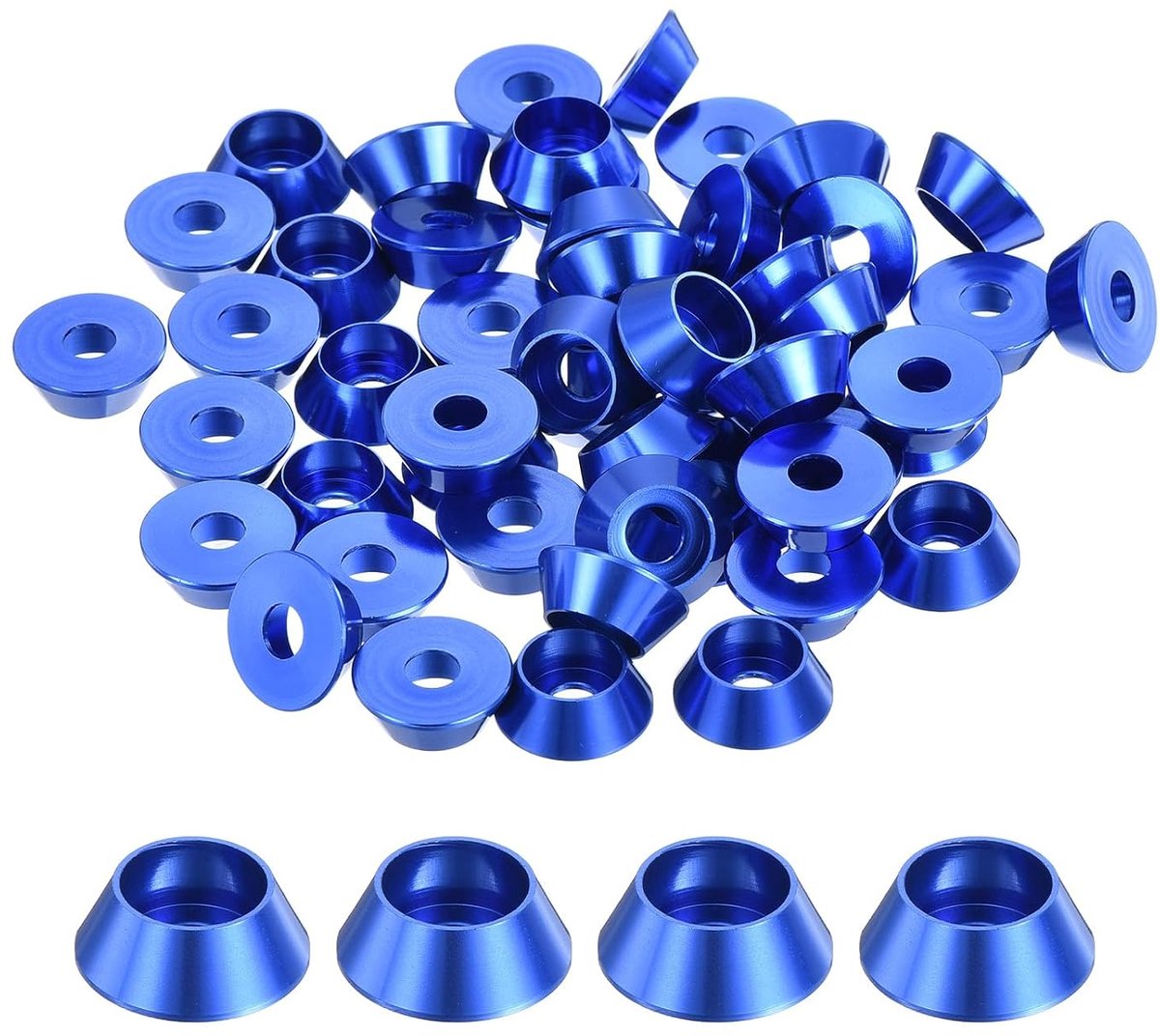 Set van 50 M4 kegelbeker-sluitringen, geanodiseerde aluminium afdichtingen, kegel verzonken kop-sluitringen voor schroef RC/FPV/PC/Drone/mechanische accessoires modelonderdelen (donkerblauw)