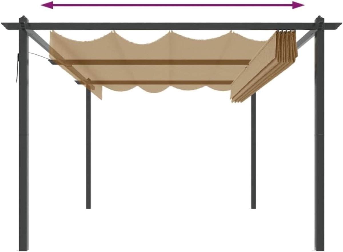 Tuinpaviljoen 3x3m - Crèmekleurig met uitschuifbaar dak - UV- en waterbestendig - Ideaal voor buitenactiviteiten - SnelShoppen
