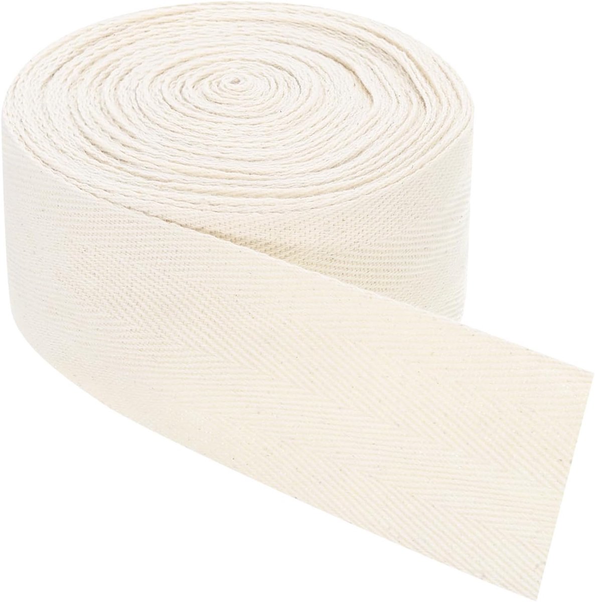 Biasband, 1 stuks 50 mm - katoenen stofband, rol biasband voor kleding, accessoires, tassen (beige wit)