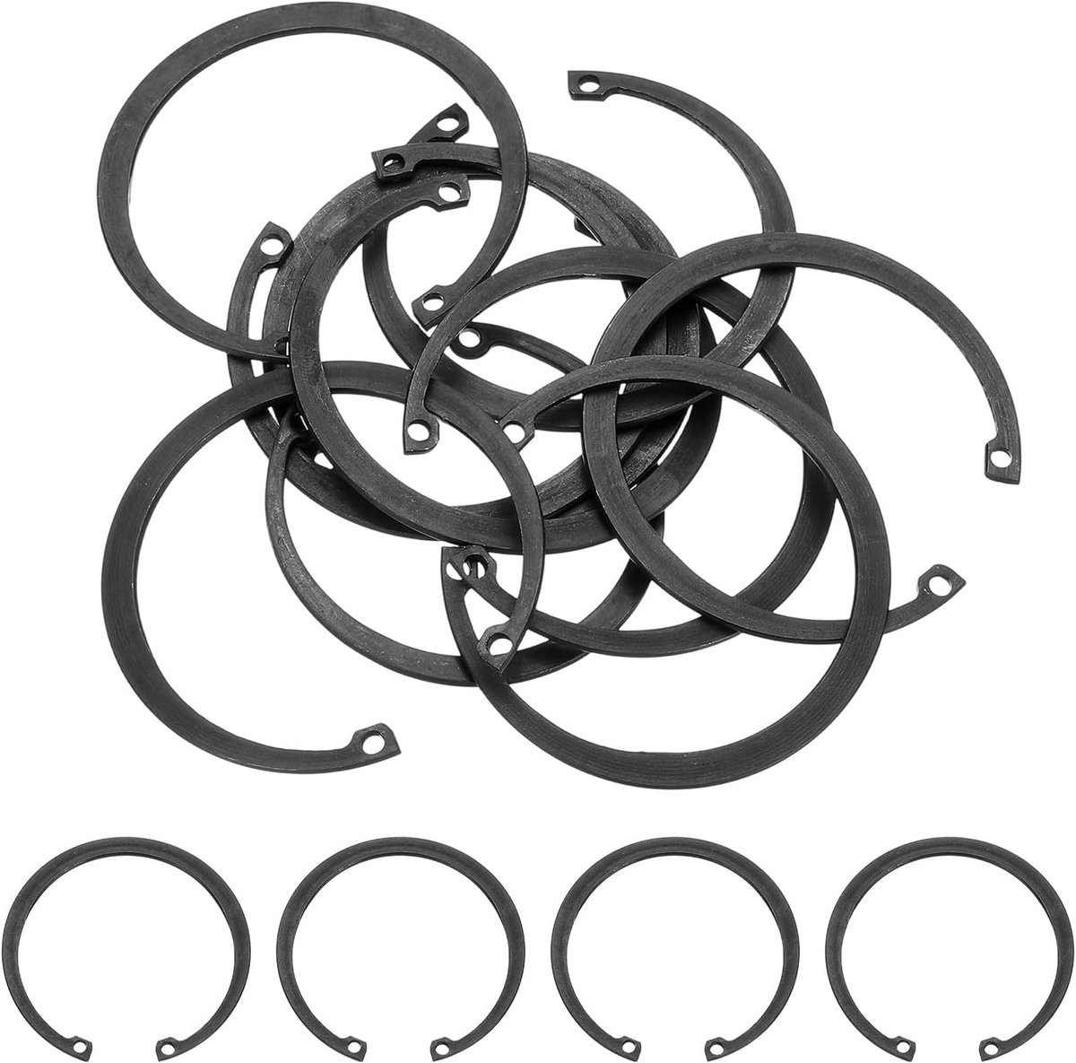 10 stuks binnenring 58 mm verenstaal 65 Mn interne veiligheidsringen C-clips voor assen met gleuf en bouten zwart