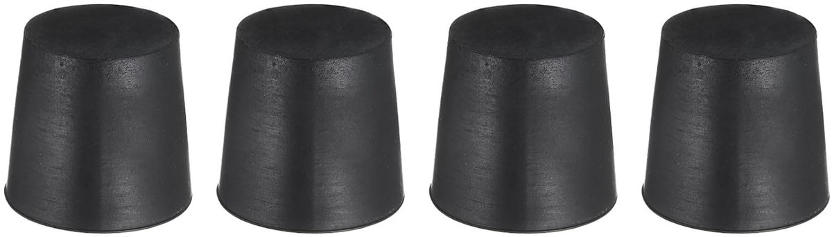 4 stuks stoppen van massief rubber, 22 mm tot 27 mm, conische doppen, siliconenrubber, bestand tegen hoge temperaturen, voor gatstoppen, spuiten, coating, kleurbescherming, zwart, 25,5 mm