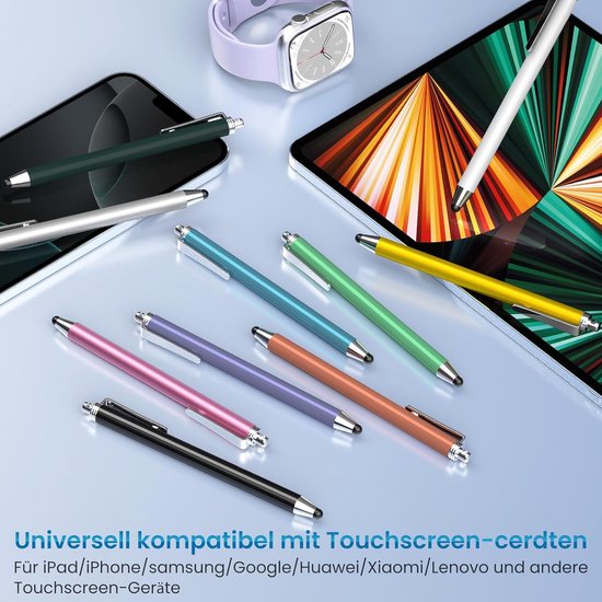 10-Delige Tabletpen Set met 20 Siliconen Punten van 6 mm voor Scherm - Siliconen Punten van 6 mm voor Schrijven, Tikken en Scrollen op Tablets, Smartphones en Andere Touchscreens, Multikleur — afbeelding 5