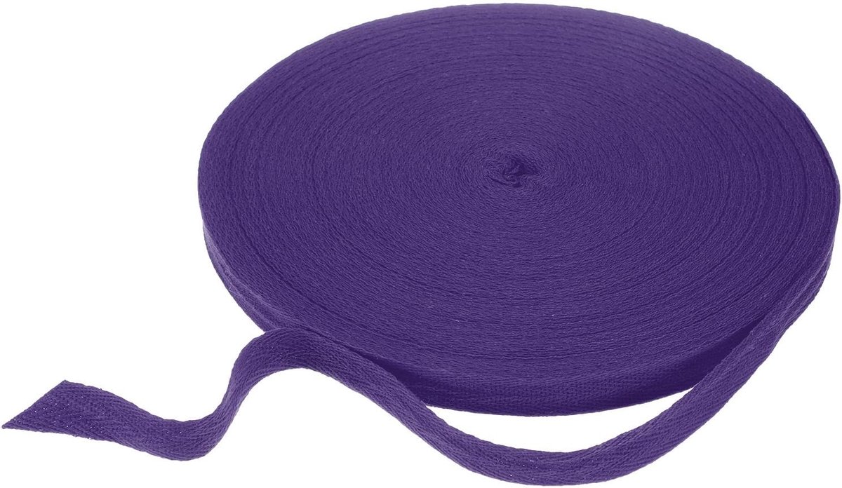 Katoenen keperbinding 5/8 inch 50 yards visgraat twillband rol bias-bindingsband voor doe-het-zelf handwerk naaien geschenkverpakking, donkerpaars