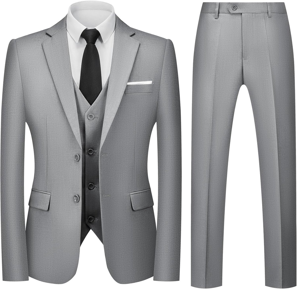 Slimfit, 3-delig pak, businesspak, 3-delig, voor bruiloft, colbert, broek, vest, formeel dinerpak