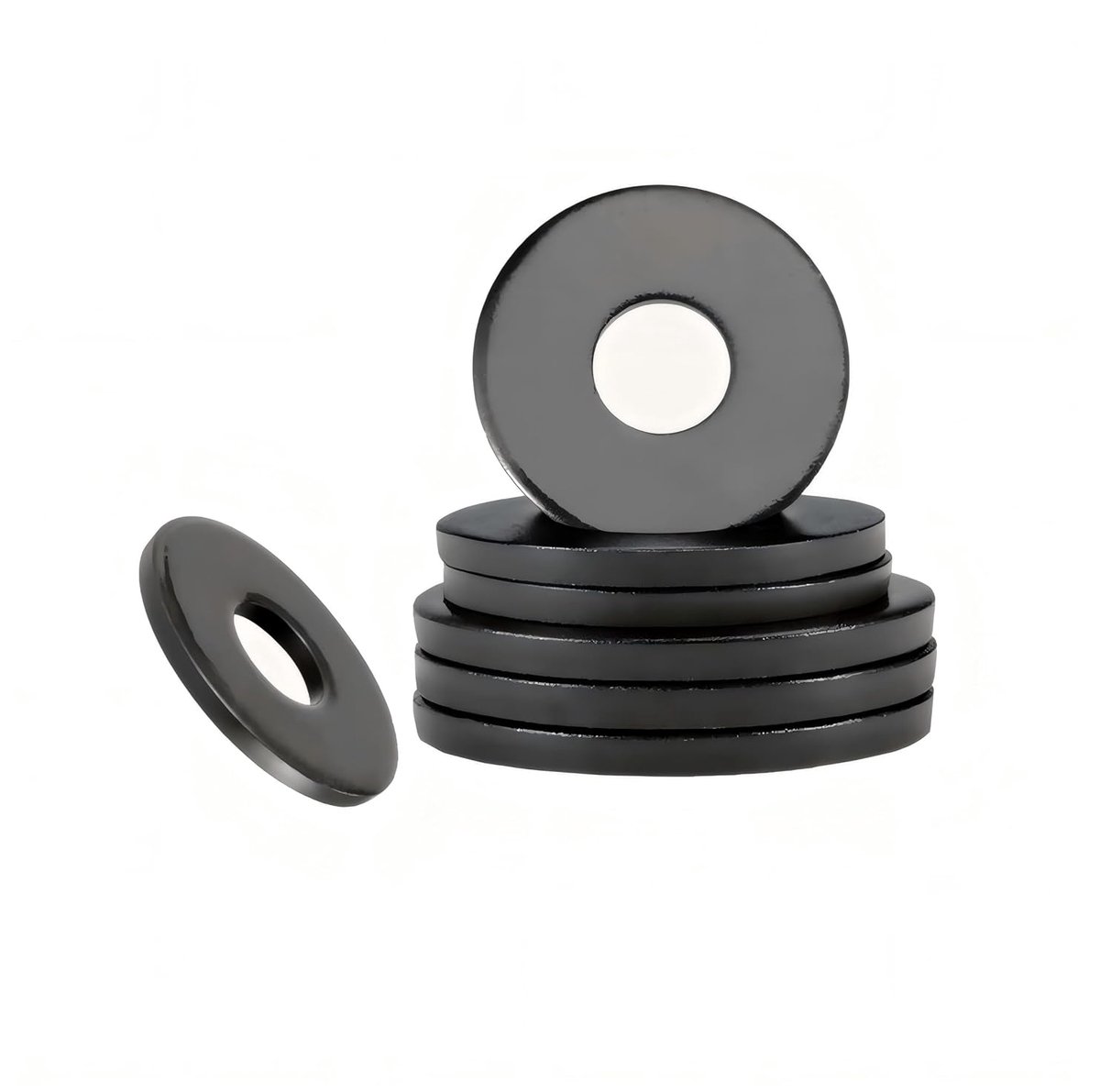 Platte Sluitringen, M14 x 28 mm Carrosserieringen, Koolstofstaal Ronde Afdichtringen, voor Draadstang, Schroeven en Bouten, Zwart