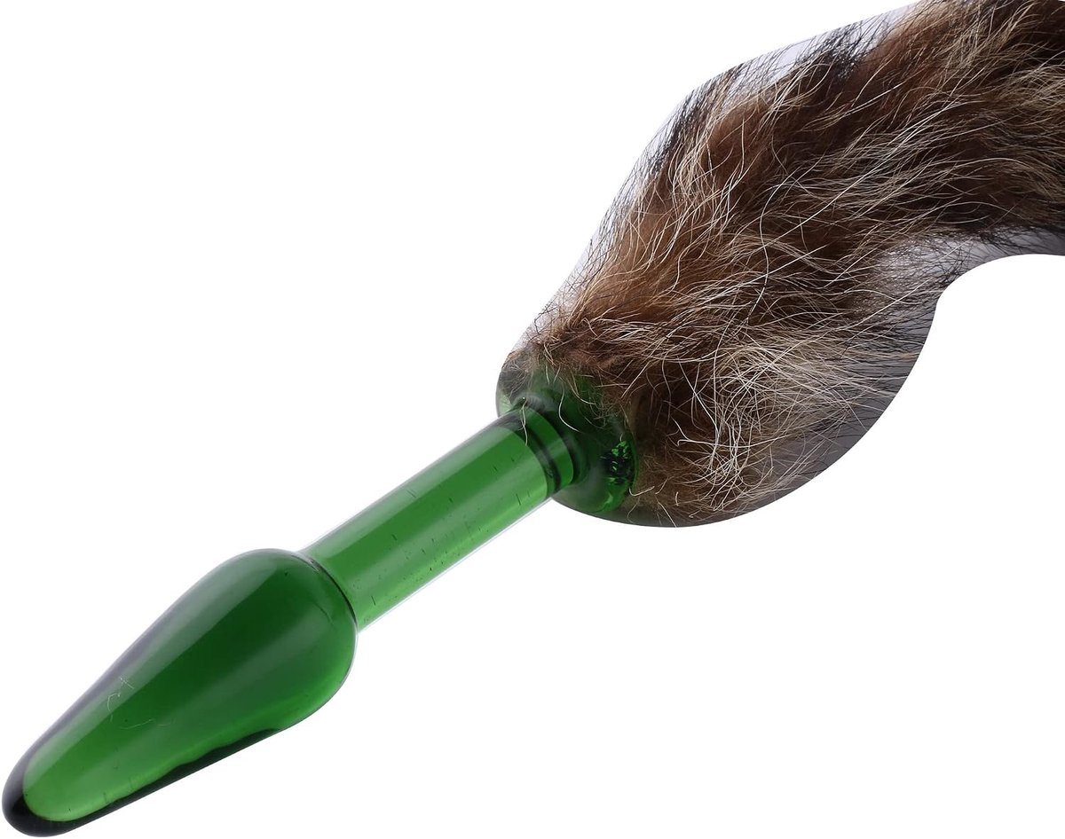 Butt plug met staart groen - glazen plug 10 cm - 3,5 cm diameter - speelse toevoeging voor avontuurlijke momenten - SnelShoppen