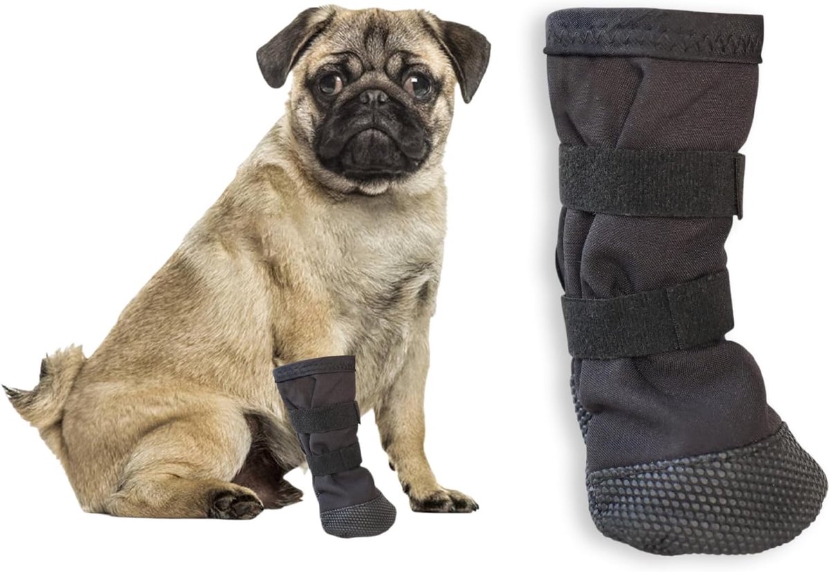 Schoenen, pootbescherming, outdoor, maat S, zwart, hondenpootbescherming met klittenbandsluiting, antislipzool voor wandelingen, winter, sneeuw en dagelijks gebruik buitenshuis