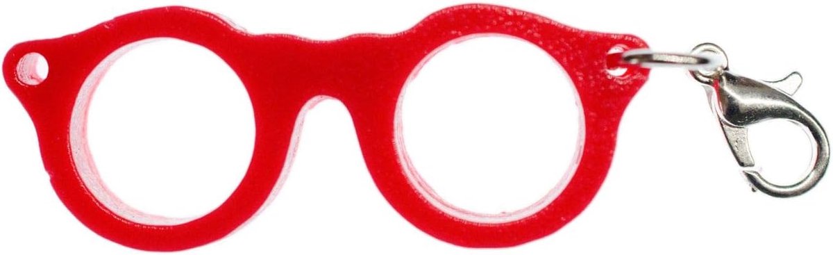 Bril Woody Charm Nerd Hipster Retro Rood - Handgemaakte modesieraden I Ketting Hanger verzilverd - Bedelhanger Bedelarmband - Hanger voor armband, 40 mm, Metaal