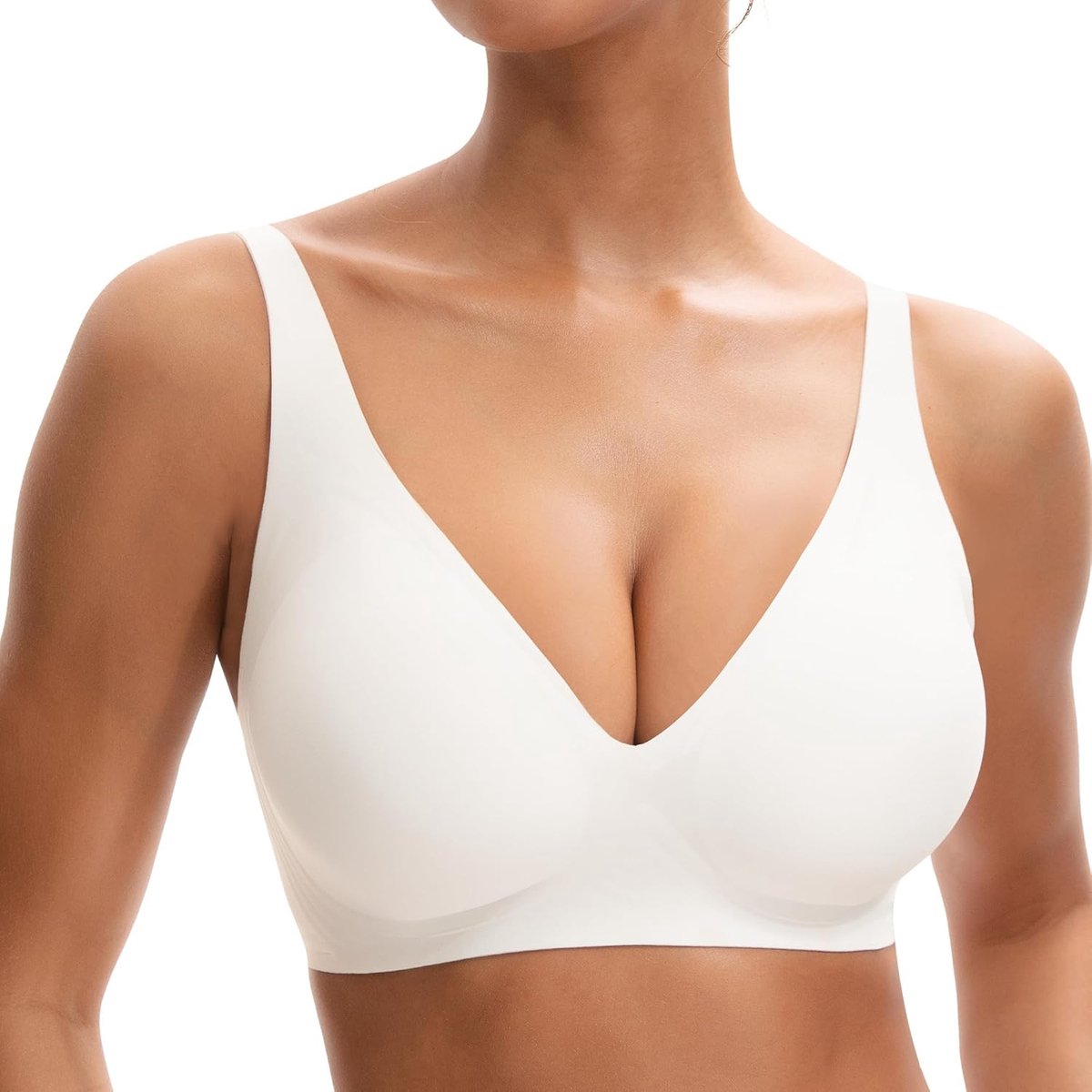 Beha voor dames, zonder beugel, naadloos, V-hals, comfortabele klassieke beha met beha-verlenging