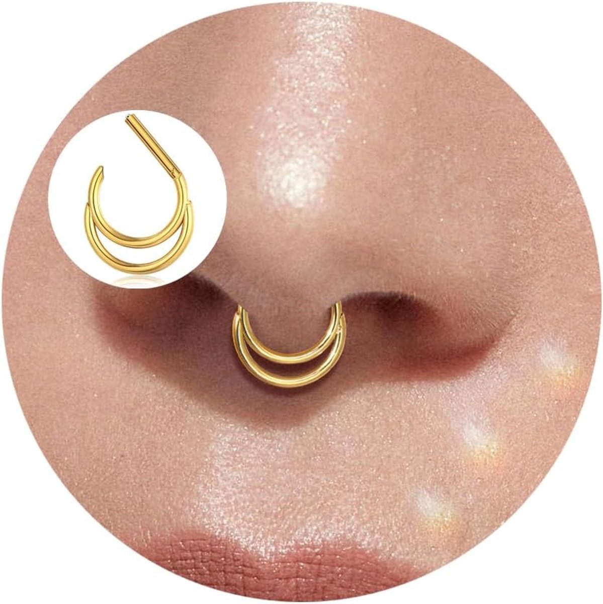 16G septum piercing chirurgisch staal neuspiercing ring goud zilver zwart zilver spetum ring daith conch piercing neusring dubbele segmentring clicker helix tragus piercing oor 8/10mm