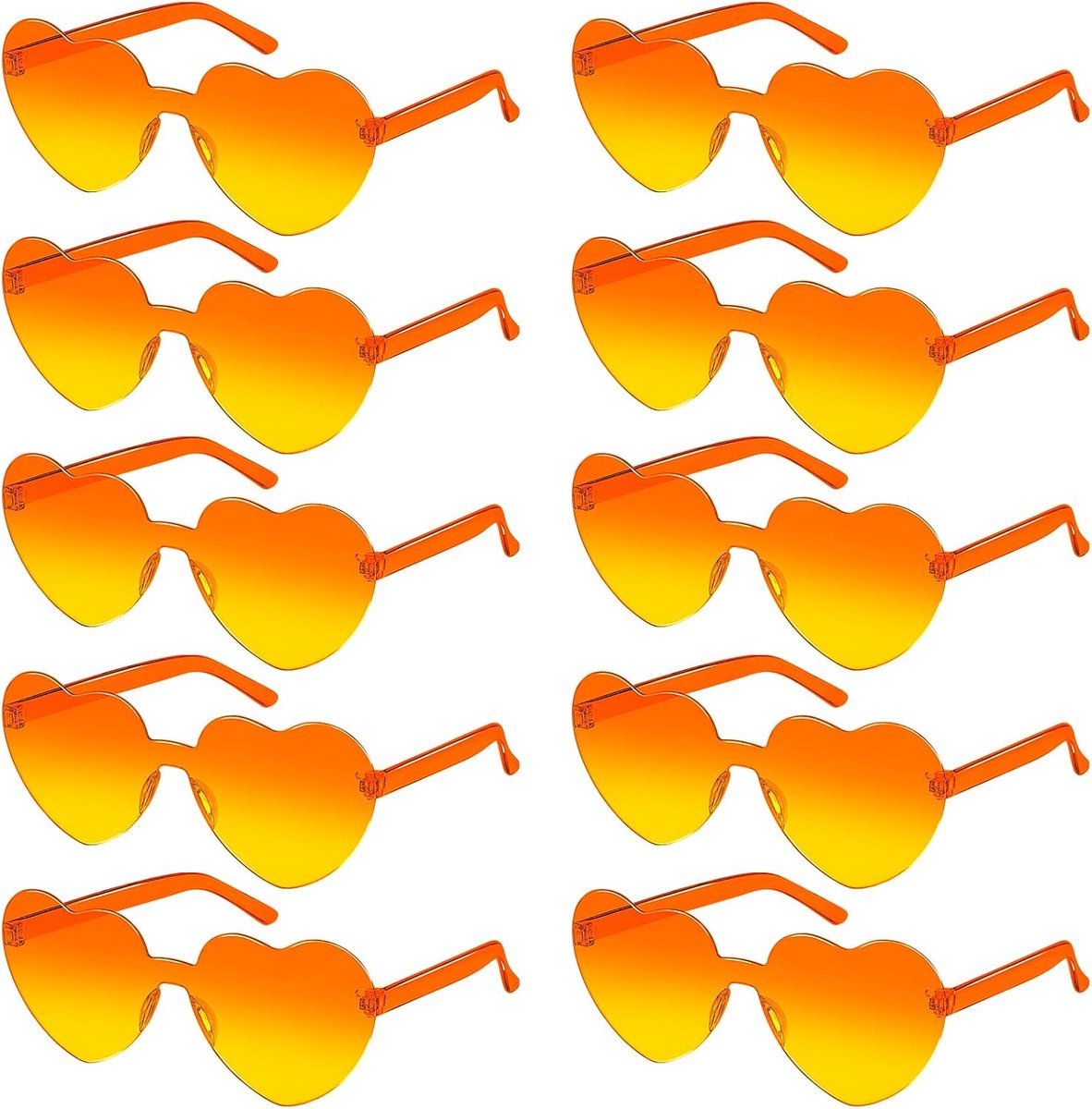 Hartglazen - 10 stuks randloze liefde hartvormige zonnebril gekleurde feestbril multipack kleurrijke mode funky brillen voor vrouwen mannen