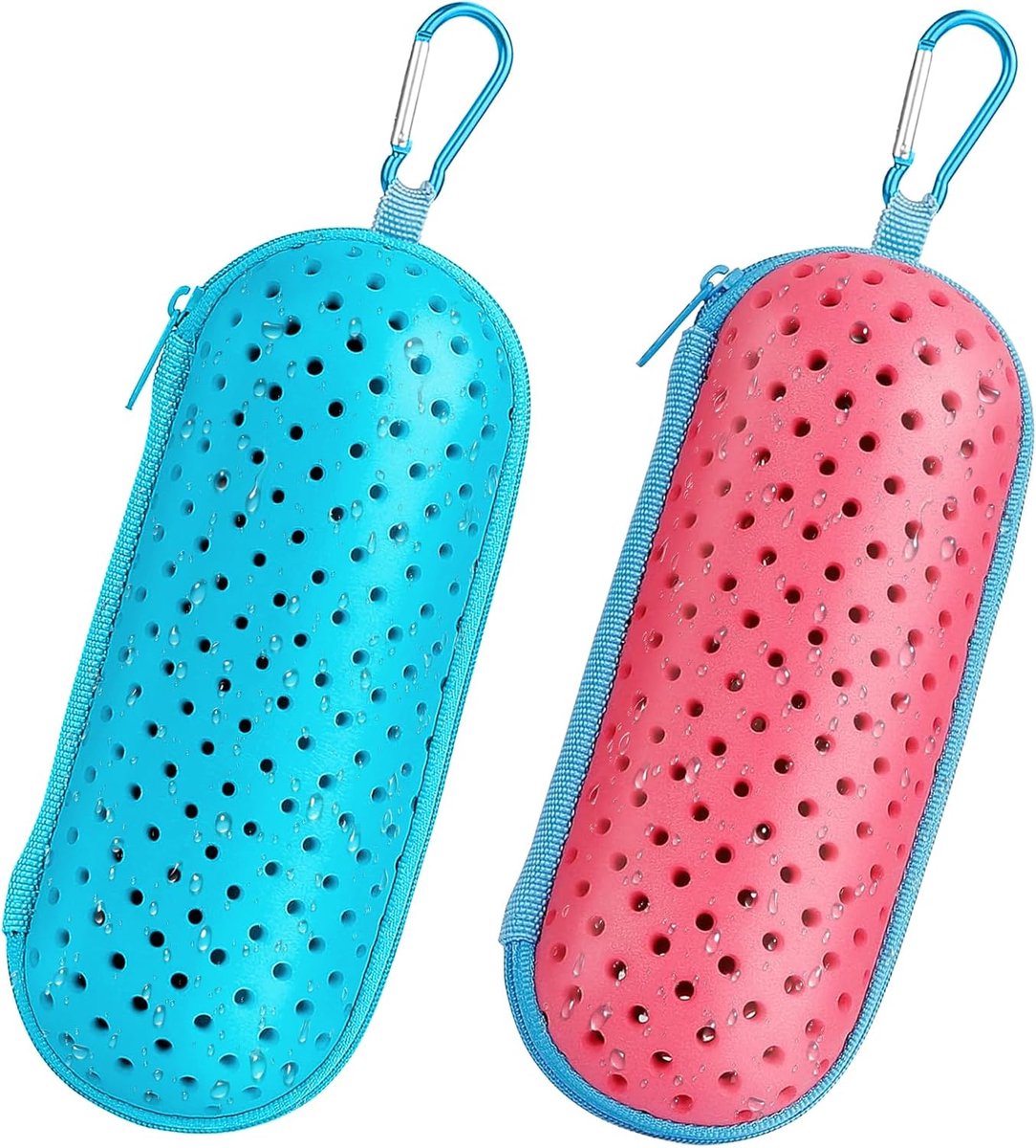 Zwemgoggles opbergcase set van 2 - harde case met karabijnhaak - beschermend voor zwemmoggles en zonnebrillen - SnelShoppen