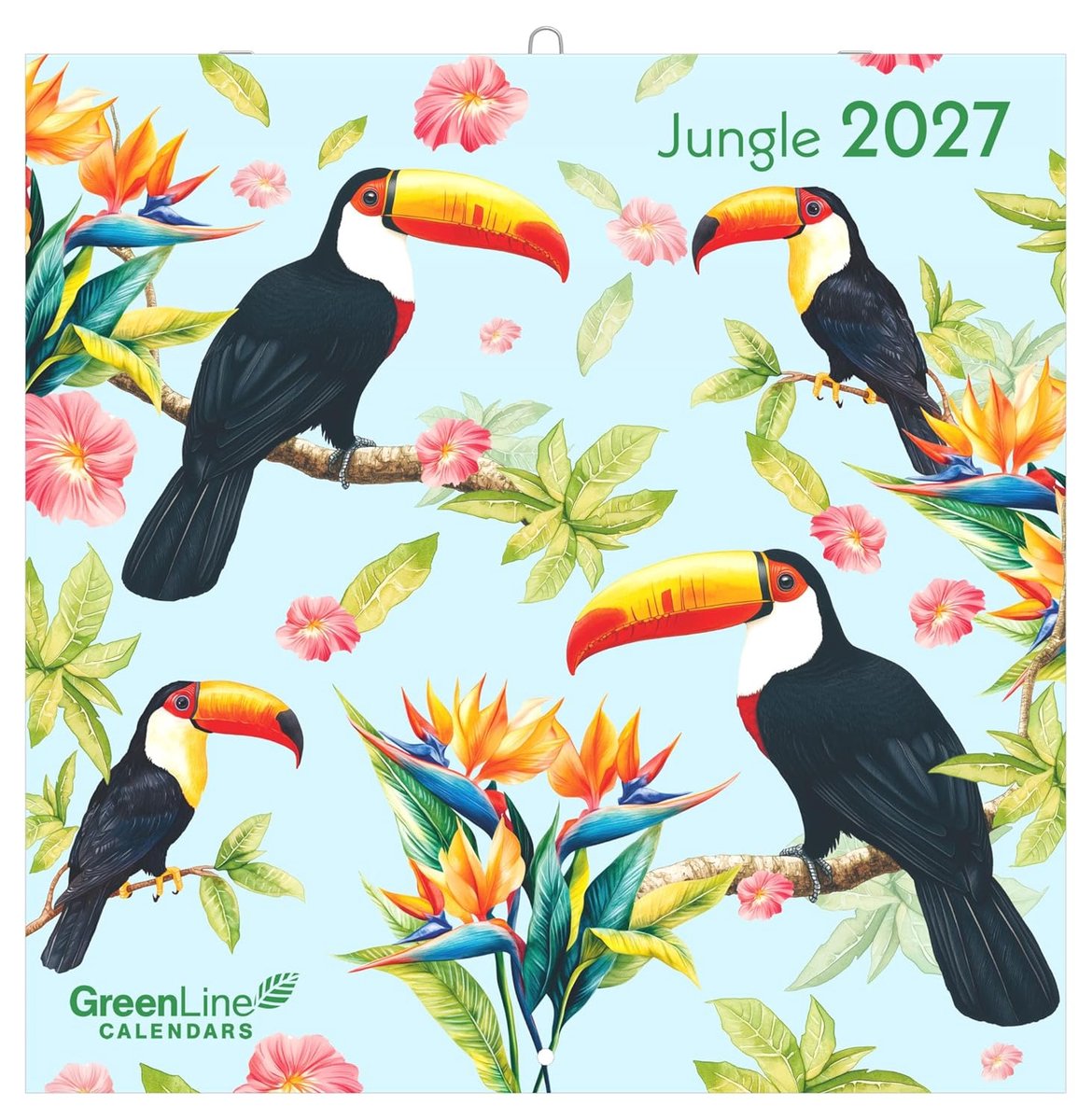 Wandkalender 30x30 cm - exotische urwald-illustraties - 6-talige kalendarium - SnelShoppen