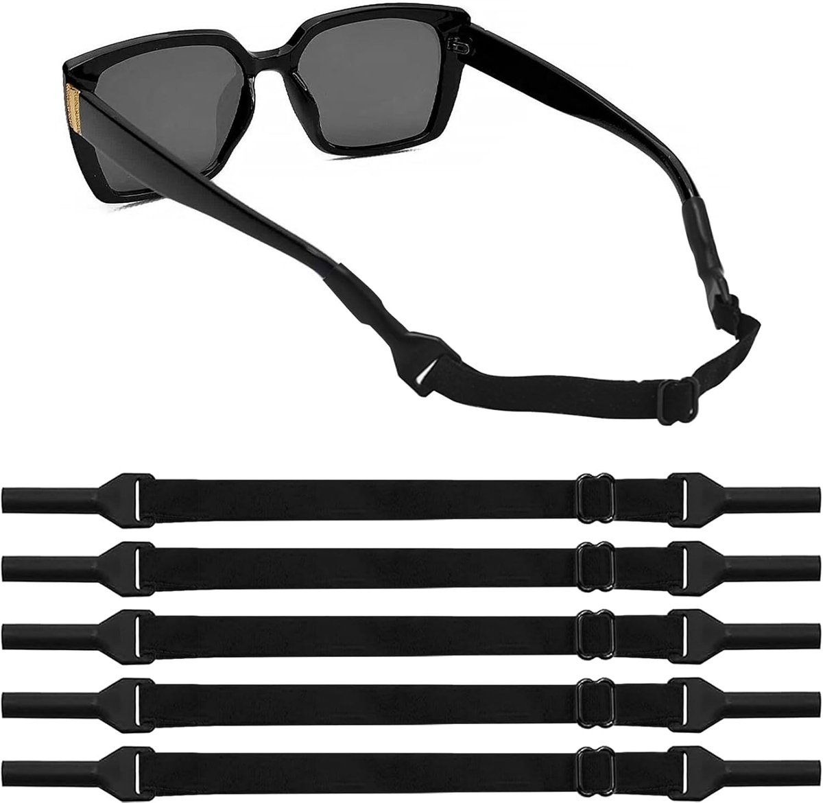 Thijox - 5 Stuks Verstelbare Brillenhouder, Brillenriem, Brilband voor Mannen, Vrouwen en Tieners - Sportbrilband van Zacht en Duurzaam Materiaal - Pe